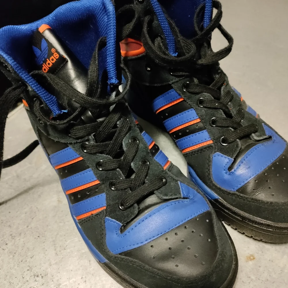 Adidas Patrick Ewing 8.5 hi-top basketball sneakers leather suede blue orange - Picture 6 of 15